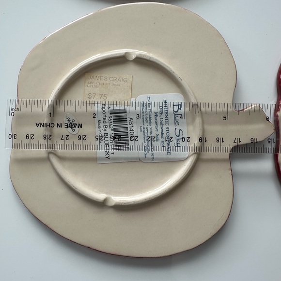 Blue Sky by James Craig Apple 🍎 Stoneware Vintage Kitchen Trivets - Set Of 4 ! - Picture 11 of 12